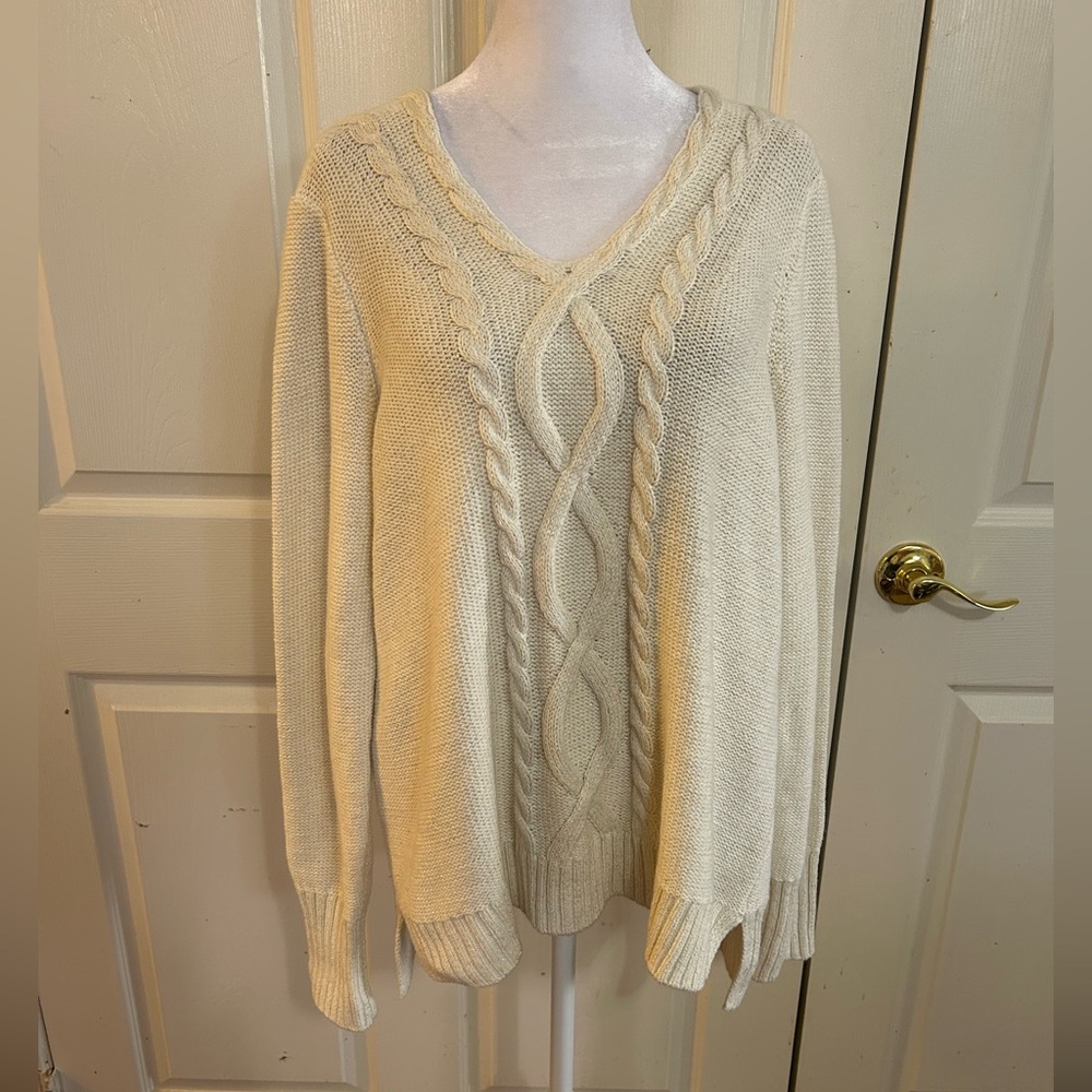 Chaps cream and gold fisherman’s sweater, XL